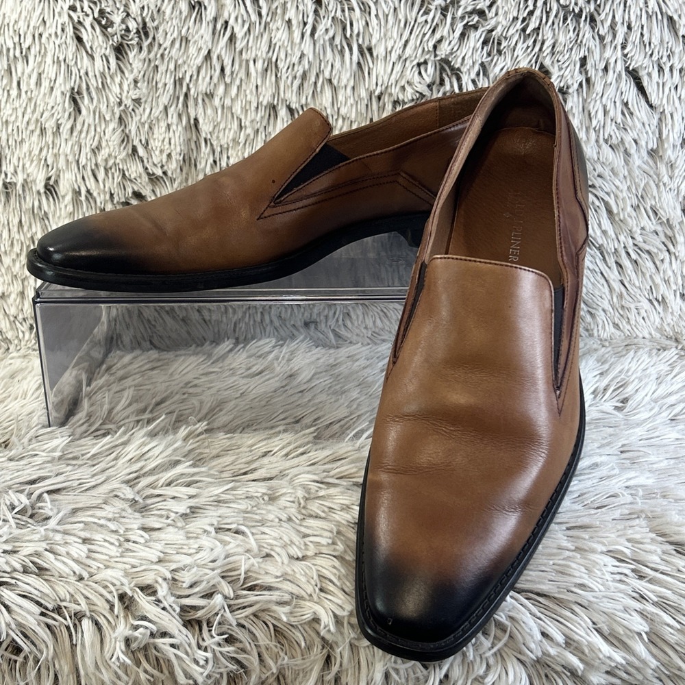 Donald J Pliner Broy Brown Leather Slip-On Loafer 2‎ Tone Dress Shoes Size 11